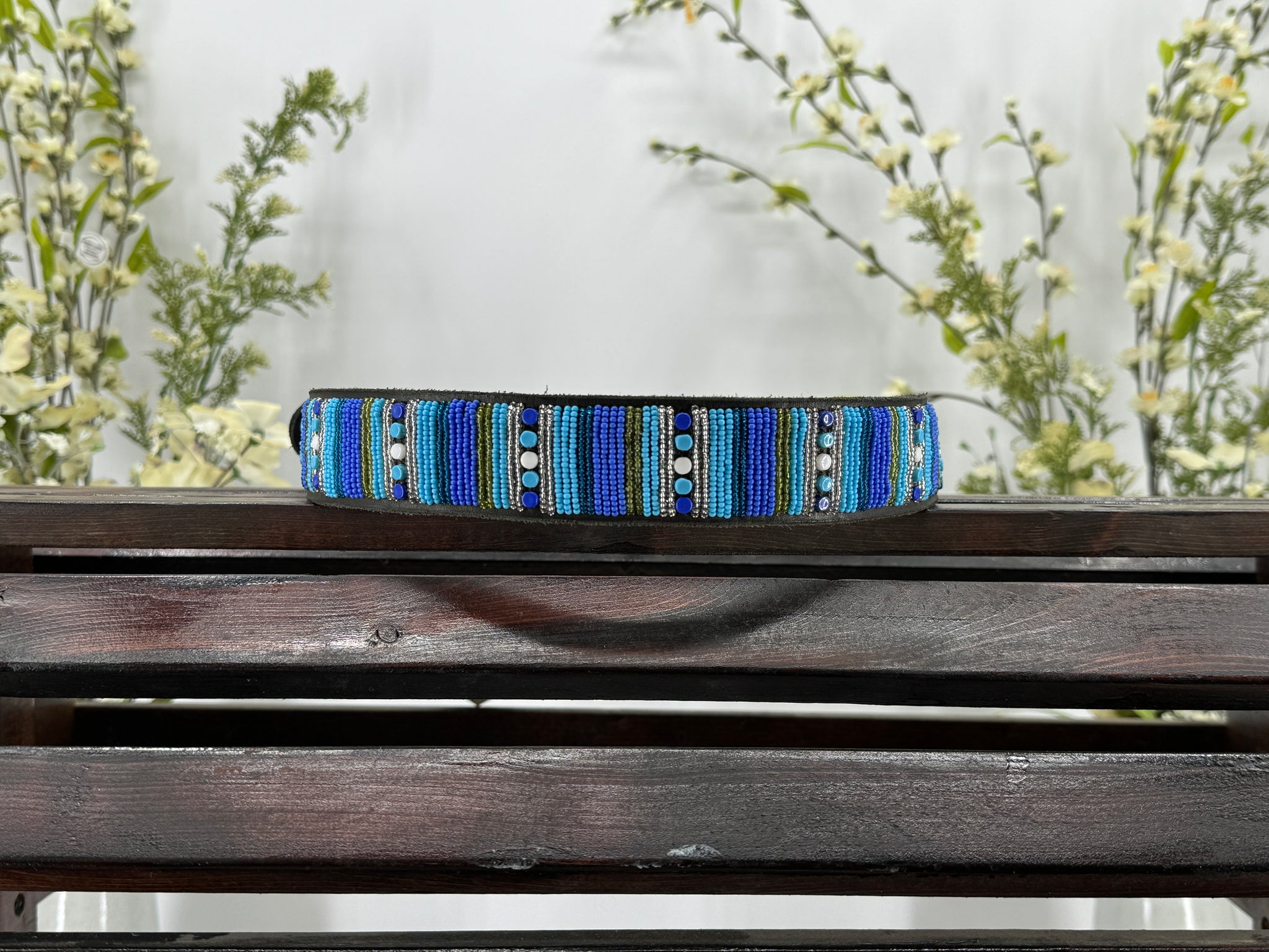 NWT Global Girls Handcrafted Beaded Leather Belt - Black and Multicolor 28 & 30 Belt- 1.75 main image 4