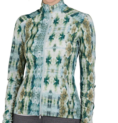 Kastel Long Sleeve Lightweight Full Zip Jacket - Emerald Tie Dye