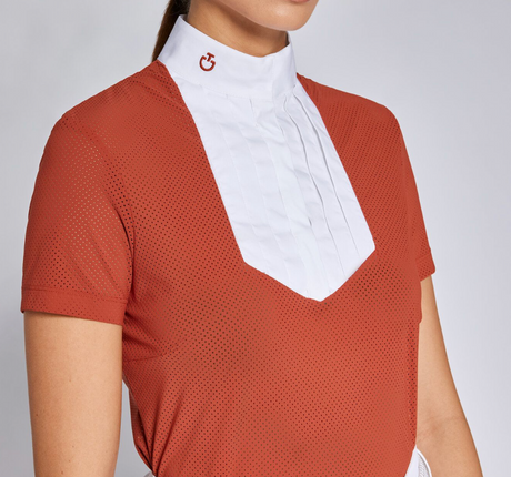 Cavalleria Toscana Short Sleeve Show Shirt, bib with full perforation