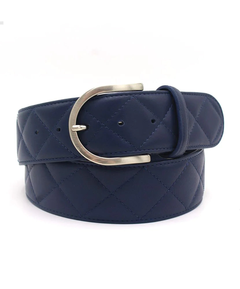 The Tailored SportsMan Quilted Leather Belt - Navy