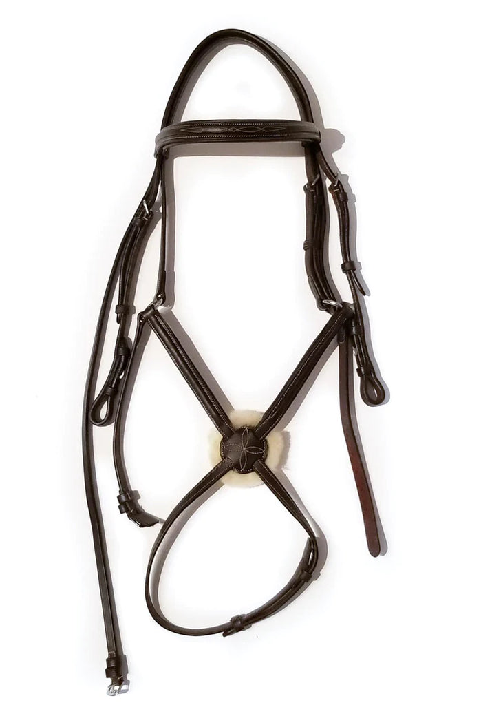 Val du Bois Padded Fancy Stitched Figure-8 Bridle with rubber reins - last one!